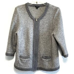 Ann Taylor Woman Grey Merino Wool Coat Blazer Jacket Size XL